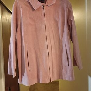 Elegant Women's Pink Suede Trench Coat